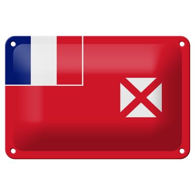 Cartel de hojalata con bandera de Wallis y Futuna, decoración de bandera de Wallis de 18x12cm