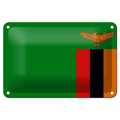 Cartel de chapa con bandera de Zambia, decoración de bandera de Zambia de 18x12cm