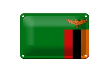 Signe en étain drapeau de la Zambie 18x12cm, décoration du drapeau de la Zambie 1
