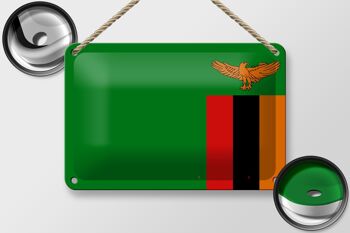 Signe en étain drapeau de la Zambie 18x12cm, décoration du drapeau de la Zambie 2