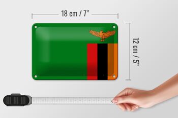 Signe en étain drapeau de la Zambie 18x12cm, décoration du drapeau de la Zambie 5