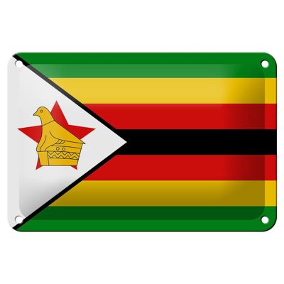 Cartel de chapa con bandera de Zimbabue, 18x12cm, decoración de bandera de Zimbabue