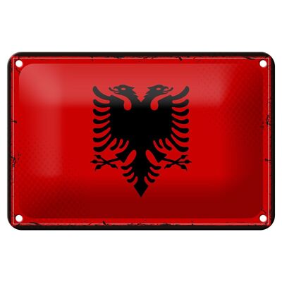 Targa in metallo Bandiera dell'Albania 18x12 cm Decorazione bandiera retrò dell'Albania