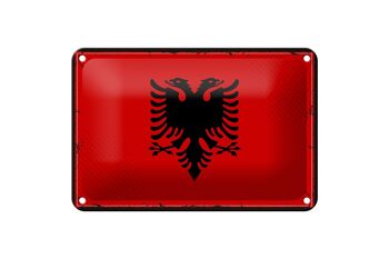 Signe en étain drapeau de l'albanie, 18x12cm, drapeau rétro, décoration de l'albanie 1