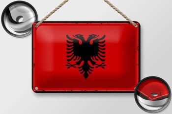 Signe en étain drapeau de l'albanie, 18x12cm, drapeau rétro, décoration de l'albanie 2