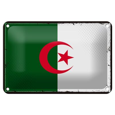 Targa in metallo Bandiera dell'Algeria 18x12 cm Decorazione bandiera retrò dell'Algeria