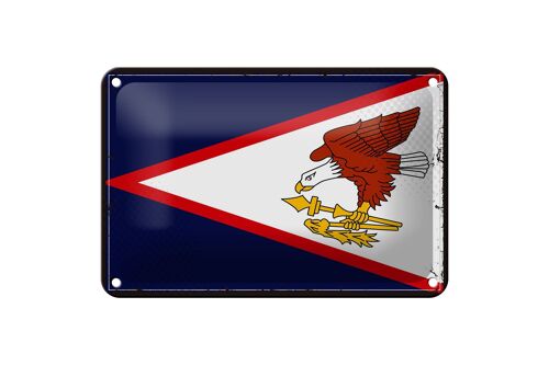 Blechschild Flagge 18x12cm Retro Flag of American Samoa Dekoration