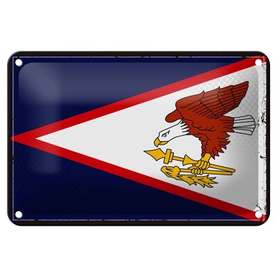 Blechschild Flagge 18x12cm Retro Flag of American Samoa Dekoration