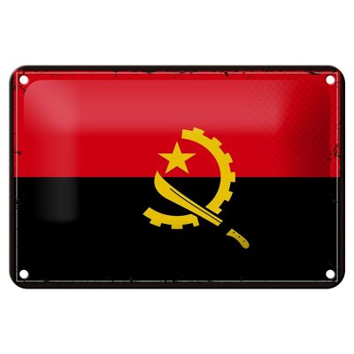 Targa in metallo Bandiera dell'Angola 18x12 cm Decorazione con bandiera retrò dell'Angola