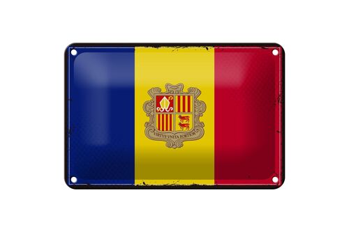 Blechschild Flagge Andorras 18x12cm Retro Flag of Andora Dekoration