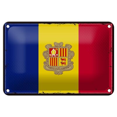 Tin sign flag of Andorra 18x12cm Retro Flag of Andora decoration