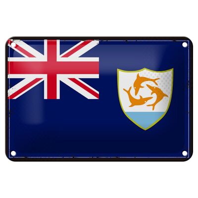 Blechschild Flagge Anguillas 18x12cm Retro Flag of Anguilla Dekoration