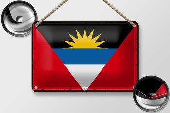 Drapeau en étain Antigua-et-Barbuda, 18x12cm, décoration de drapeau rétro 2