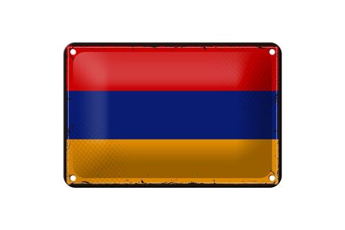 Blechschild Flagge Armenien 18x12cm Retro Flag of Armenia Dekoration