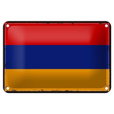 Targa in metallo Bandiera Armenia 18x12 cm Decorazione con bandiera retrò dell'Armenia