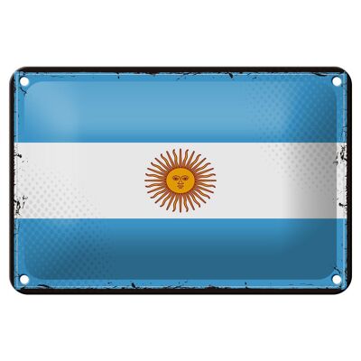 Targa in metallo Bandiera Argentina 18x12 cm Decorazione bandiera retrò Argentina