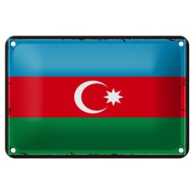 Targa in metallo Bandiera dell'Azerbaigian 18x12 cm Decorazione retrò dell'Azerbaigian