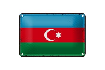 Signe en étain drapeau de l'azerbaïdjan, 18x12cm, décoration rétro de l'azerbaïdjan 1