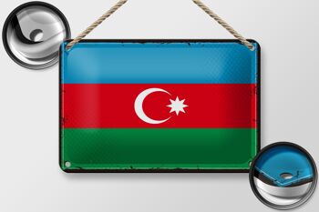 Signe en étain drapeau de l'azerbaïdjan, 18x12cm, décoration rétro de l'azerbaïdjan 2