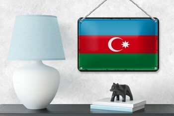Signe en étain drapeau de l'azerbaïdjan, 18x12cm, décoration rétro de l'azerbaïdjan 4
