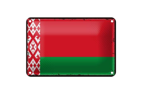 Blechschild Flagge Weißrussland 18x12cm Retro Flag Belarus Dekoration