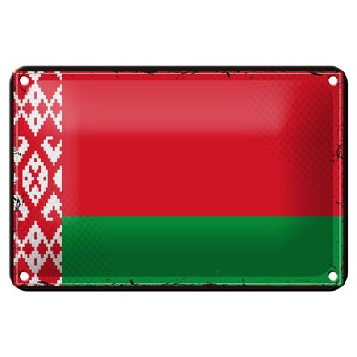 Targa in metallo Bandiera Bielorussia 18x12 cm Decorazione bandiera retrò Bielorussia