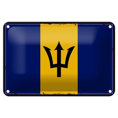 Targa in metallo Bandiera delle Barbados 18x12 cm Decorazione con bandiera retrò delle Barbados