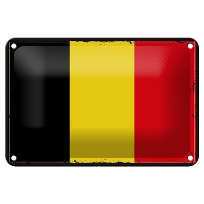 Targa in metallo Bandiera del Belgio 18x12 cm Decorazione con bandiera retrò del Belgio