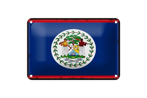 Blechschild Flagge Belizes 18x12cm Retro Flag of Belize Dekoration