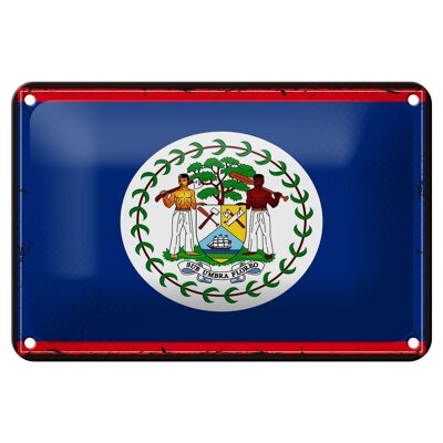 Targa in metallo Bandiera del Belize 18x12 cm Decorazione con bandiera retrò del Belize