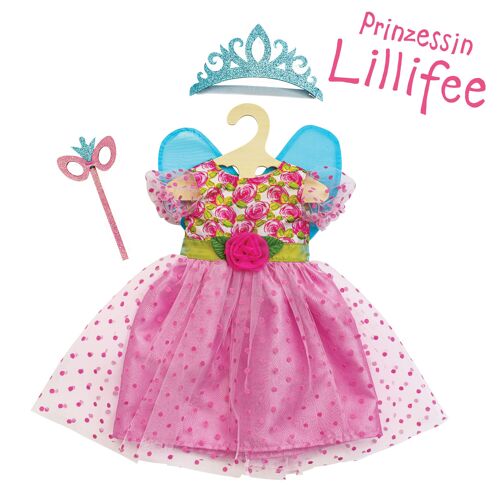 Puppenkleid "Prinzessin Lillifee" mit Glitzerkrone und Augenmaske, 3-teilig, Gr. 35-45 cm