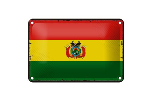 Blechschild Flagge Boliviens 18x12cm Retro Flag of Bolivia Dekoration