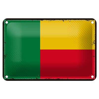 Targa in metallo Bandiera del Benin 18x12 cm Decorazione con bandiera retrò del Benin