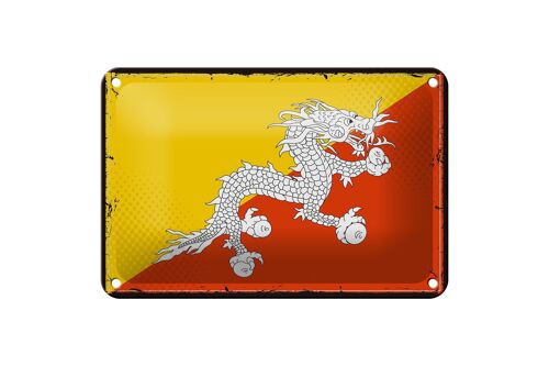 Blechschild Flagge Bhutans 18x12cm Retro Flag of Bhutan Dekoration