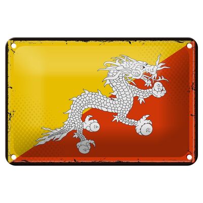 Blechschild Flagge Bhutans 18x12cm Retro Flag of Bhutan Dekoration