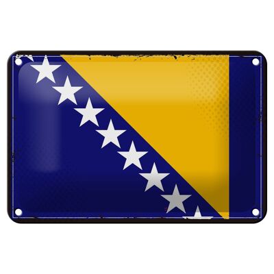 Cartel de chapa con bandera de Bosnia y Herzegovina, decoración Retro de 18x12cm