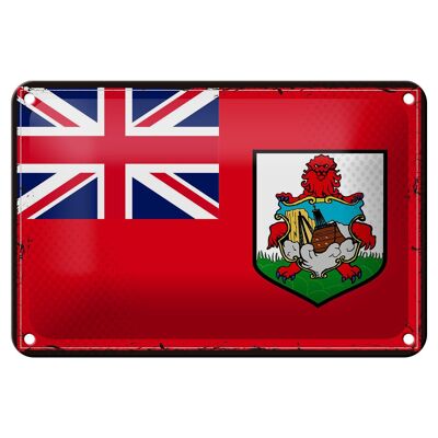 Cartel de chapa con bandera de Bermudas, 18x12cm, decoración Retro de bandera de Bermudas
