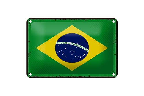 Blechschild Flagge Brasiliens 18x12cm Retro Flag of Brazil Dekoration
