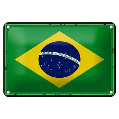 Targa in metallo Bandiera del Brasile 18x12 cm Decorazione con bandiera retrò del Brasile