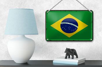 Signe en étain drapeau du brésil 18x12cm, drapeau rétro du brésil, décoration 4