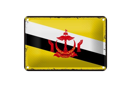 Blechschild Flagge Bruneis 18x12cm Retro Flag of Brunei Dekoration