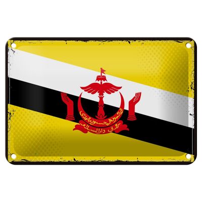 Cartel de chapa con bandera de Brunei, 18x12cm, decoración Retro de la bandera de Brunei