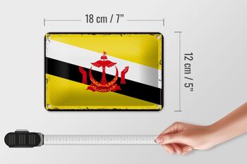Signe en étain drapeau du Brunei 18x12cm, drapeau rétro du Brunei, décoration 5