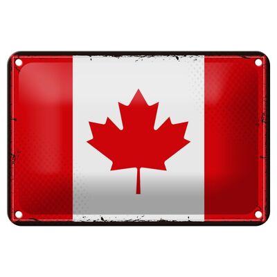 Targa in metallo Bandiera del Canada 18x12 cm Decorazione con bandiera retrò del Canada