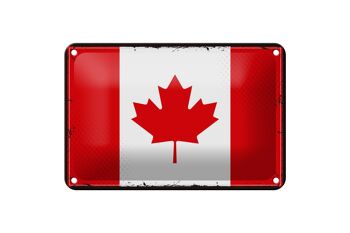 Signe en étain drapeau du Canada 18x12cm, décoration rétro du drapeau du Canada 1