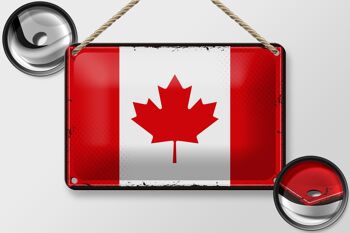 Signe en étain drapeau du Canada 18x12cm, décoration rétro du drapeau du Canada 2
