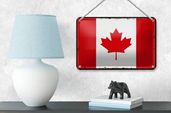 Signe en étain drapeau du Canada 18x12cm, décoration rétro du drapeau du Canada 4
