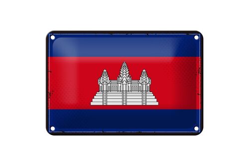 Blechschild Flagge Kambodschas 18x12cm Retro Flag Cambodia Dekoration