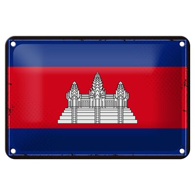 Cartel de chapa con bandera de Camboya, 18x12cm, bandera Retro, decoración de Camboya