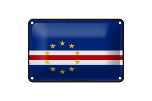 Blechschild Flagge Kap Verde 18x12cm Retro Flag Cape Verde Dekoration